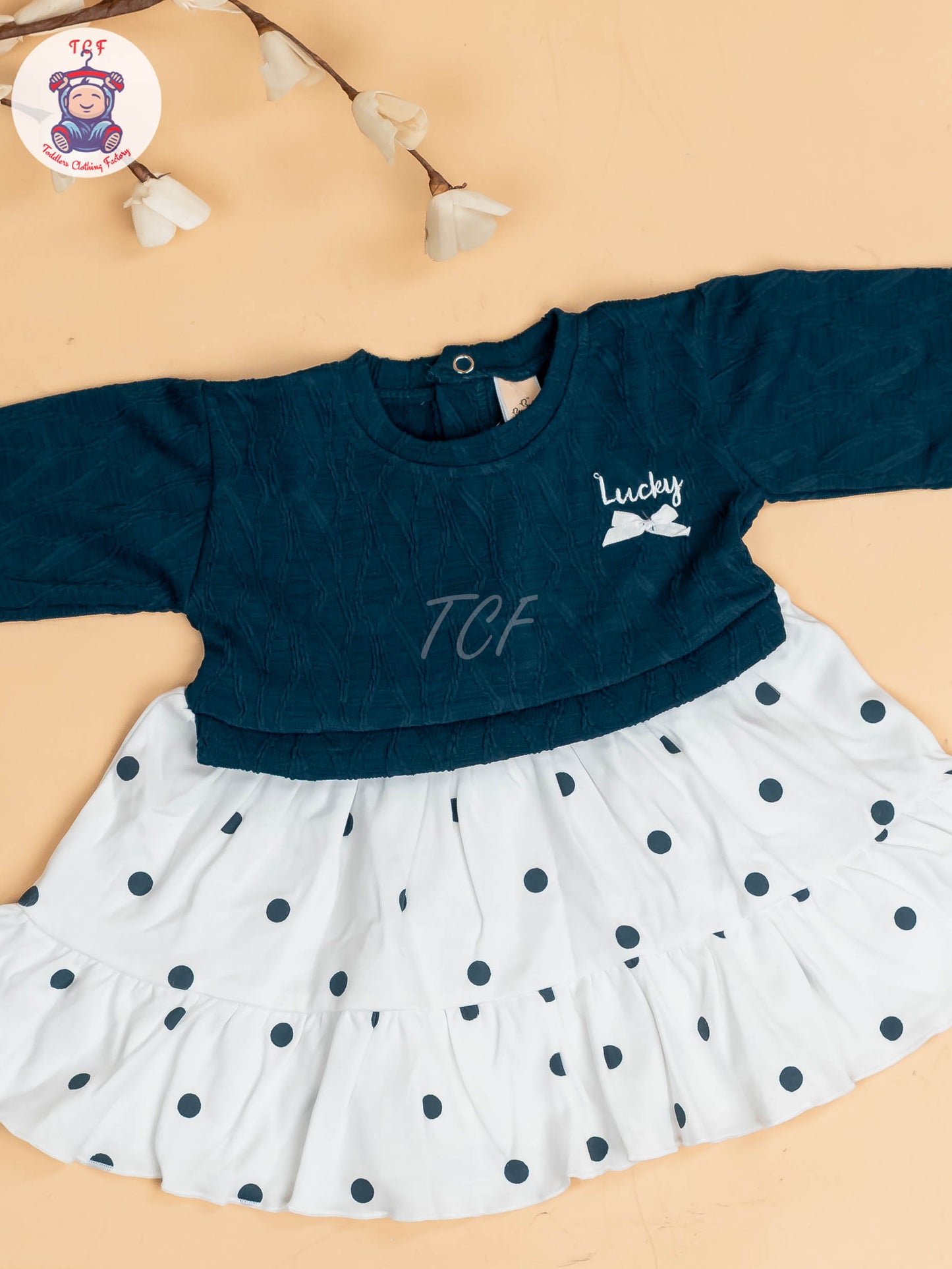 Light Blue & White - Girls Cotton Frock