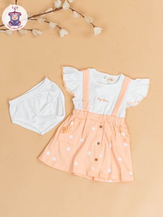 Orange & White - Girls Cotton Frock