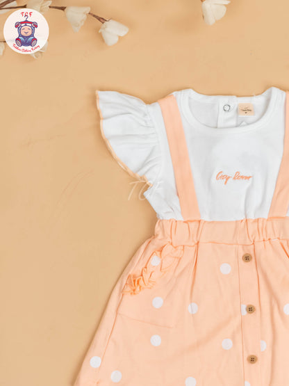Orange & White - Girls Cotton Frock