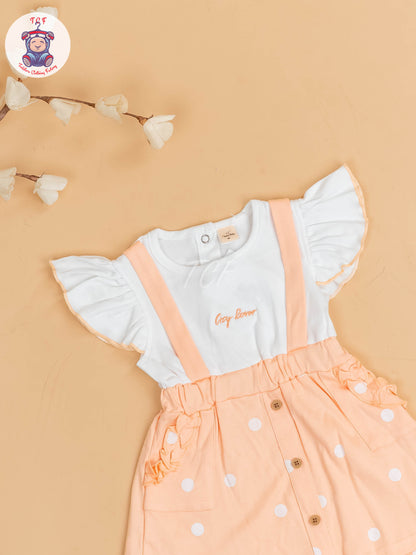 Orange & White - Girls Cotton Frock