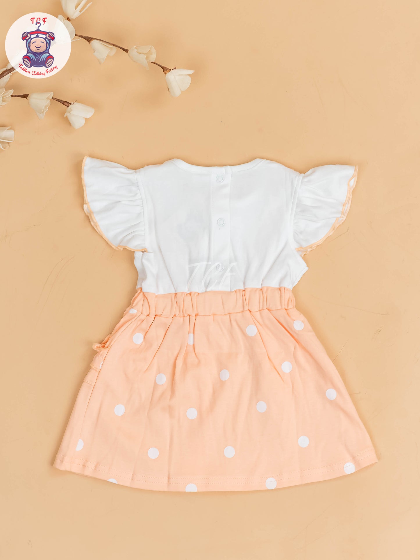 Orange & White - Girls Cotton Frock