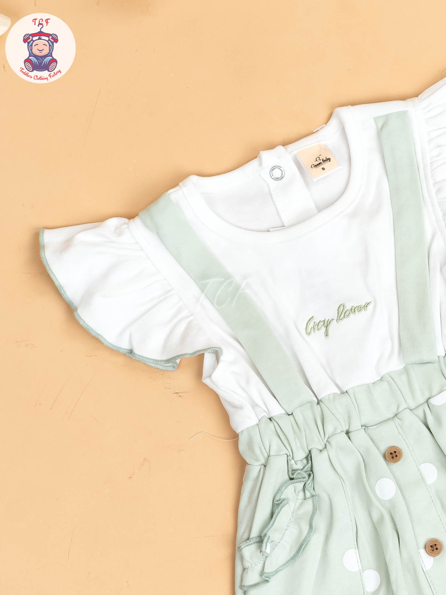 Pista Green & White - Girls Cotton Frock