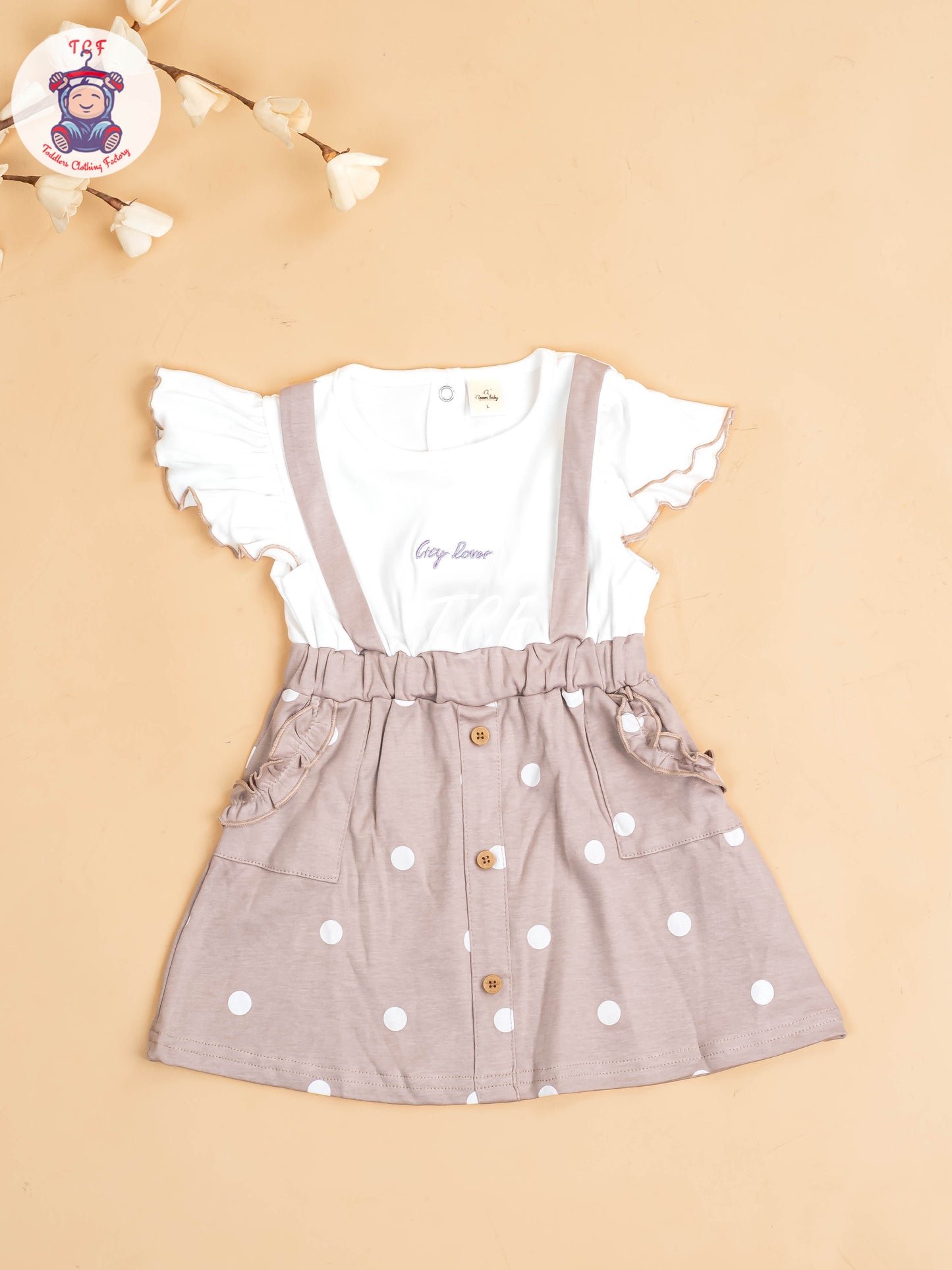 Brown & White - Girls Cotton Frock