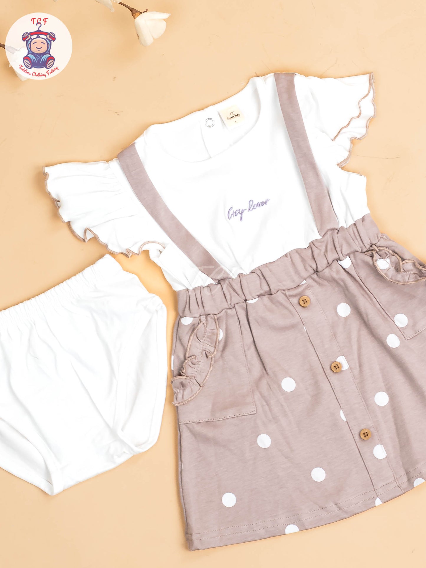 Brown & White - Girls Cotton Frock