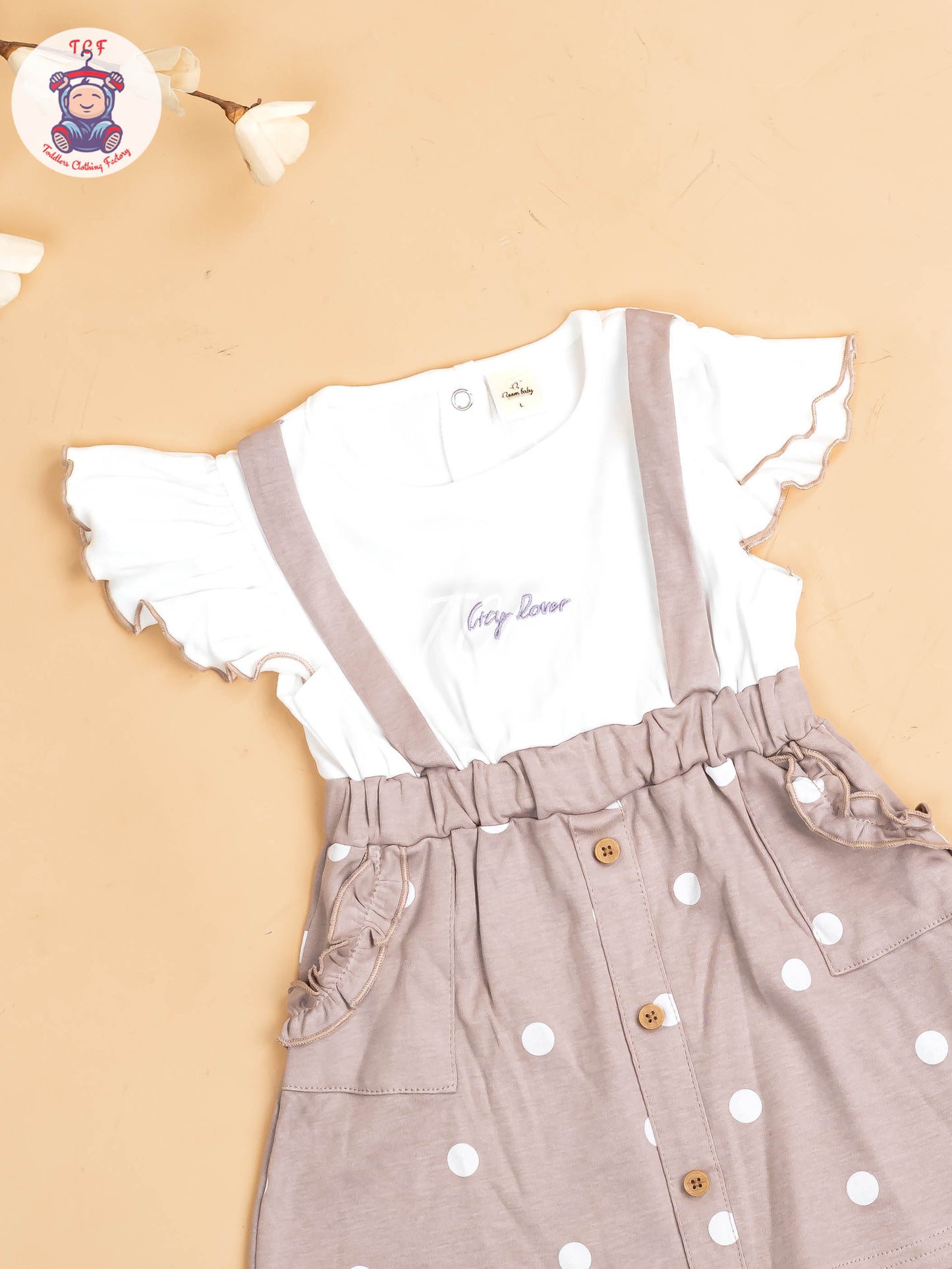 Brown & White - Girls Cotton Frock