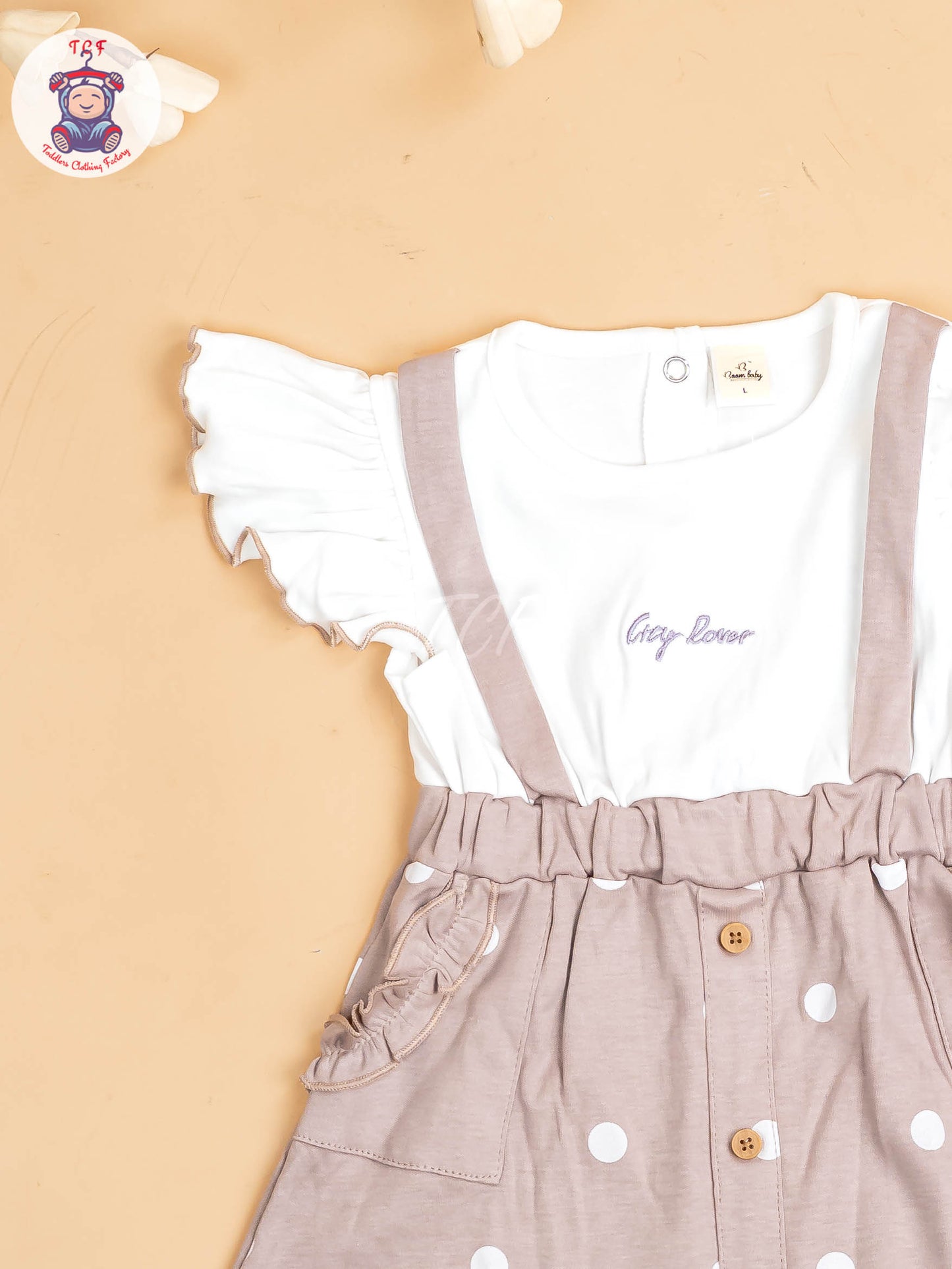 Brown & White - Girls Cotton Frock