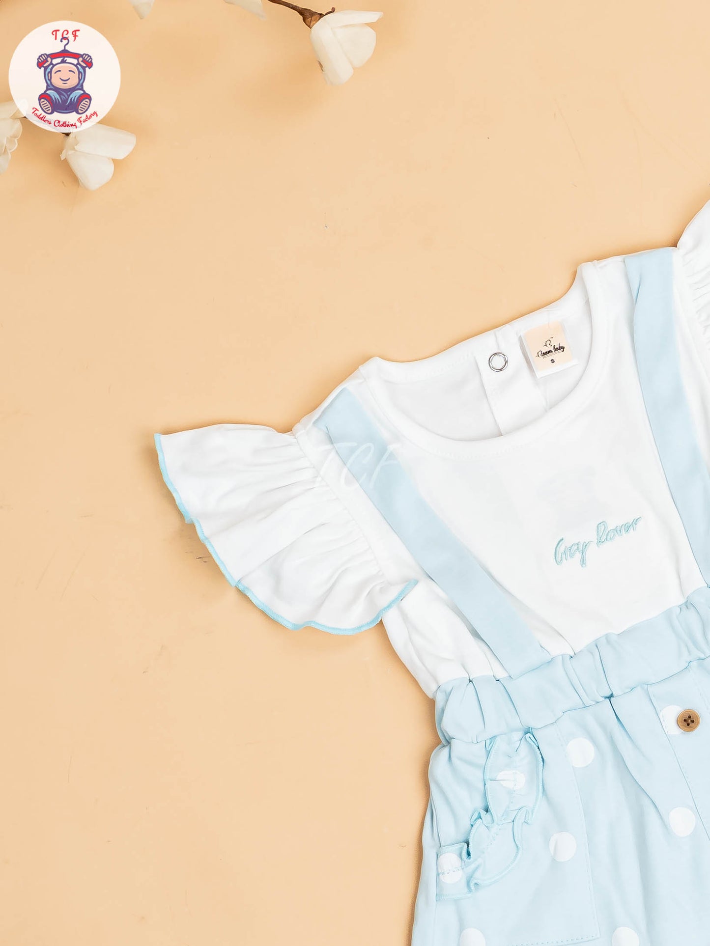 Sky Blue & White - Girls Cotton Frock