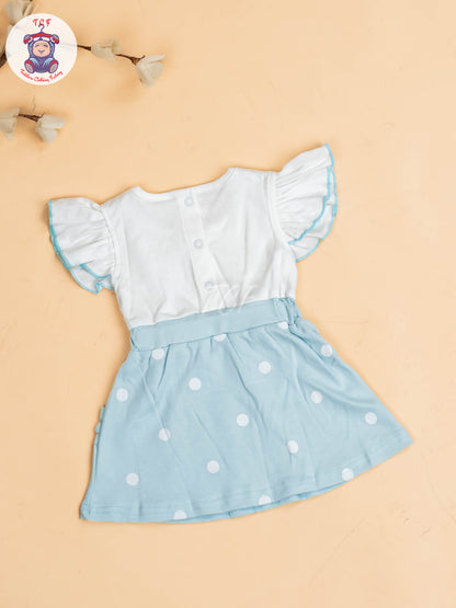 Sky Blue & White - Girls Cotton Frock