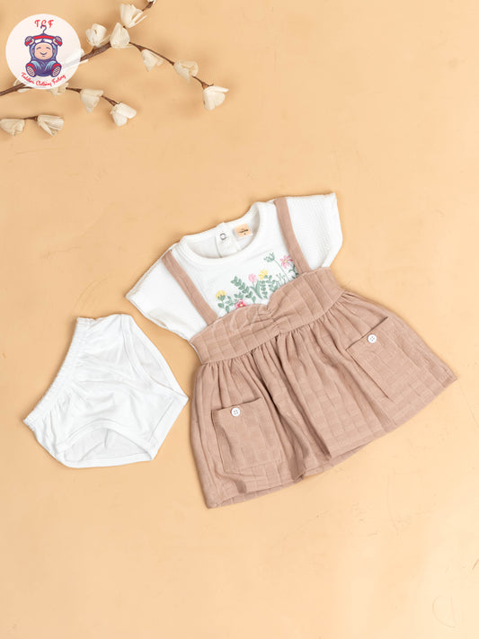 White & Onion Pink - Girls Cotton Frock