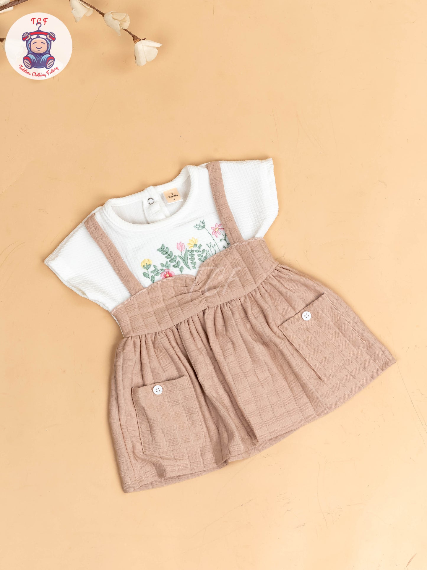 White & Onion Pink - Girls Cotton Frock