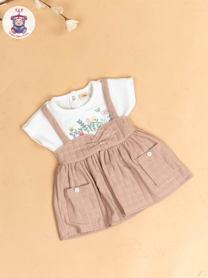 White & Onion Pink - Girls Cotton Frock