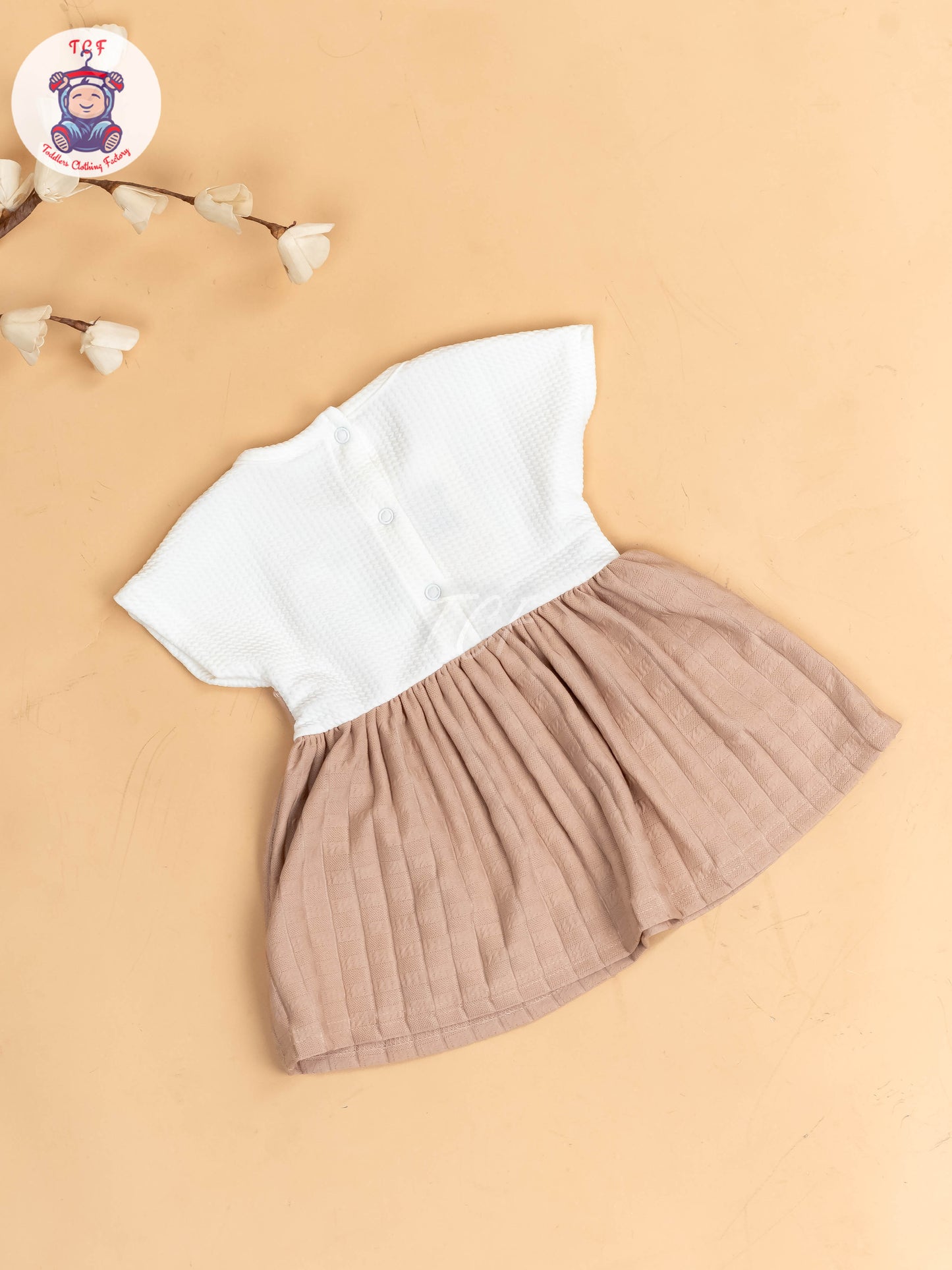 White & Onion Pink - Girls Cotton Frock