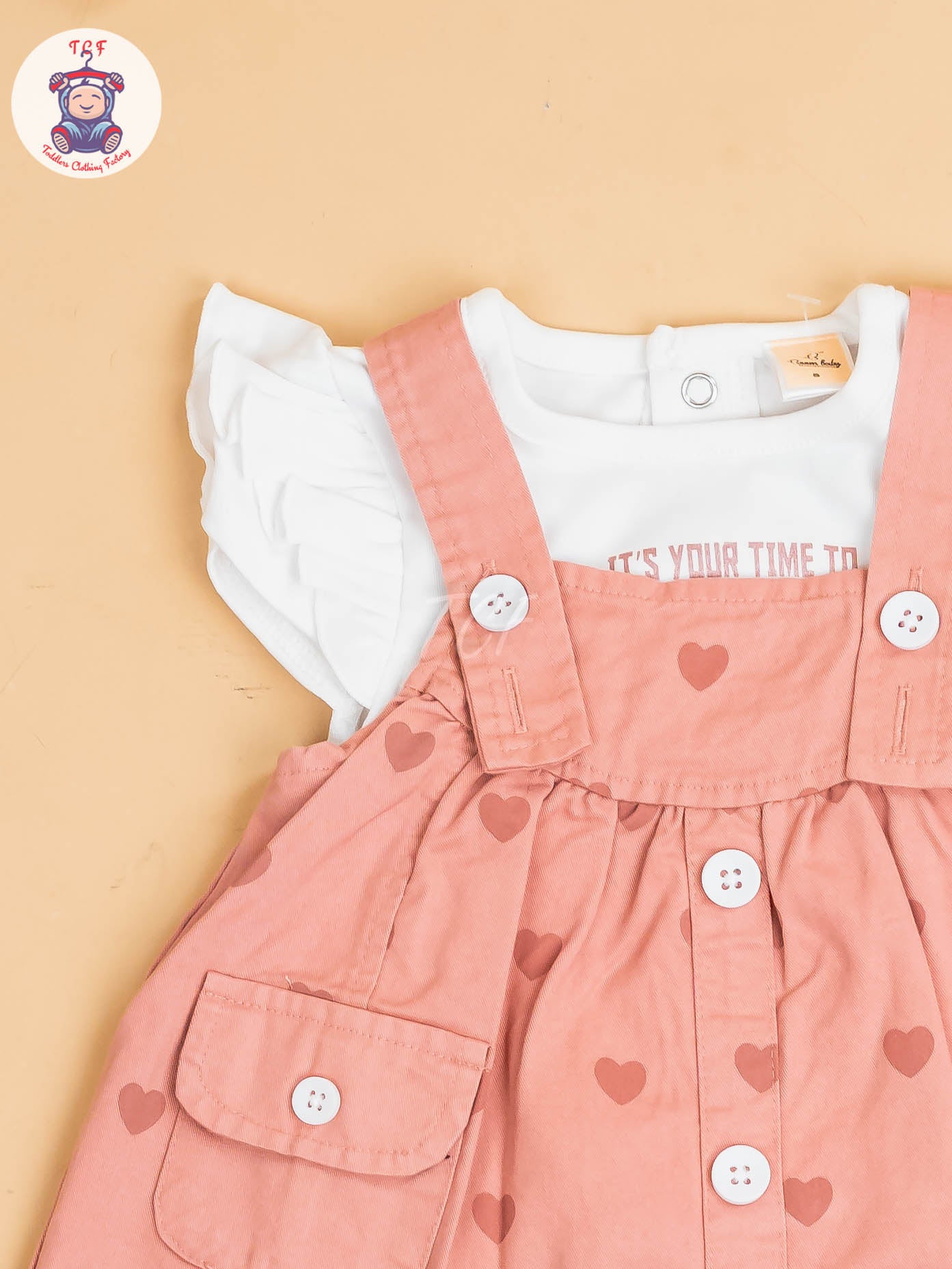 White & Light Pink - Girls Cotton Frock