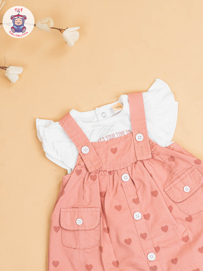 White & Light Pink - Girls Cotton Frock