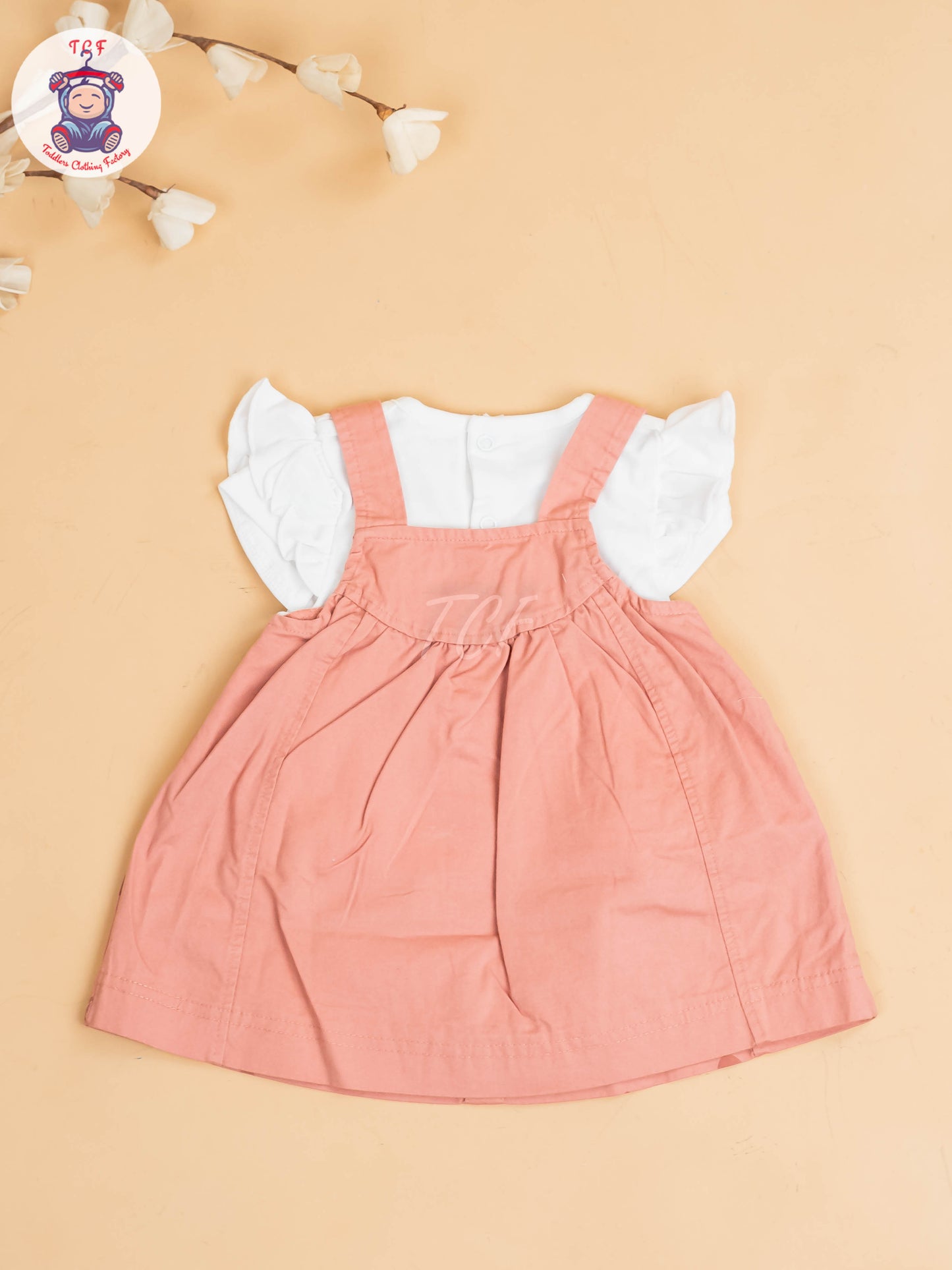 White & Light Pink - Girls Cotton Frock