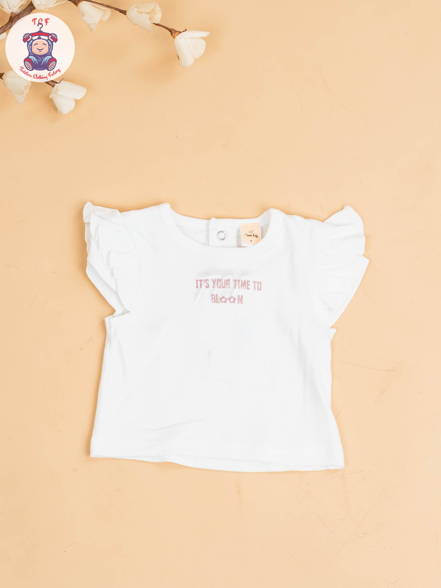 White & Light Pink - Girls Cotton Frock