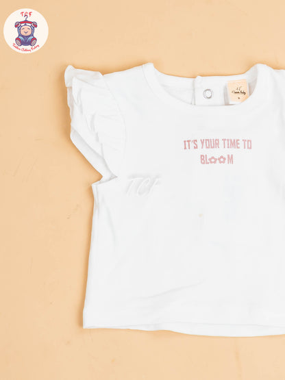 White & Light Pink - Girls Cotton Frock