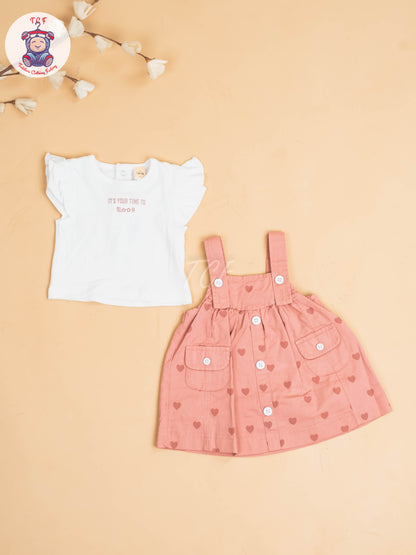 White & Light Pink - Girls Cotton Frock