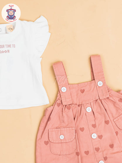 White & Light Pink - Girls Cotton Frock