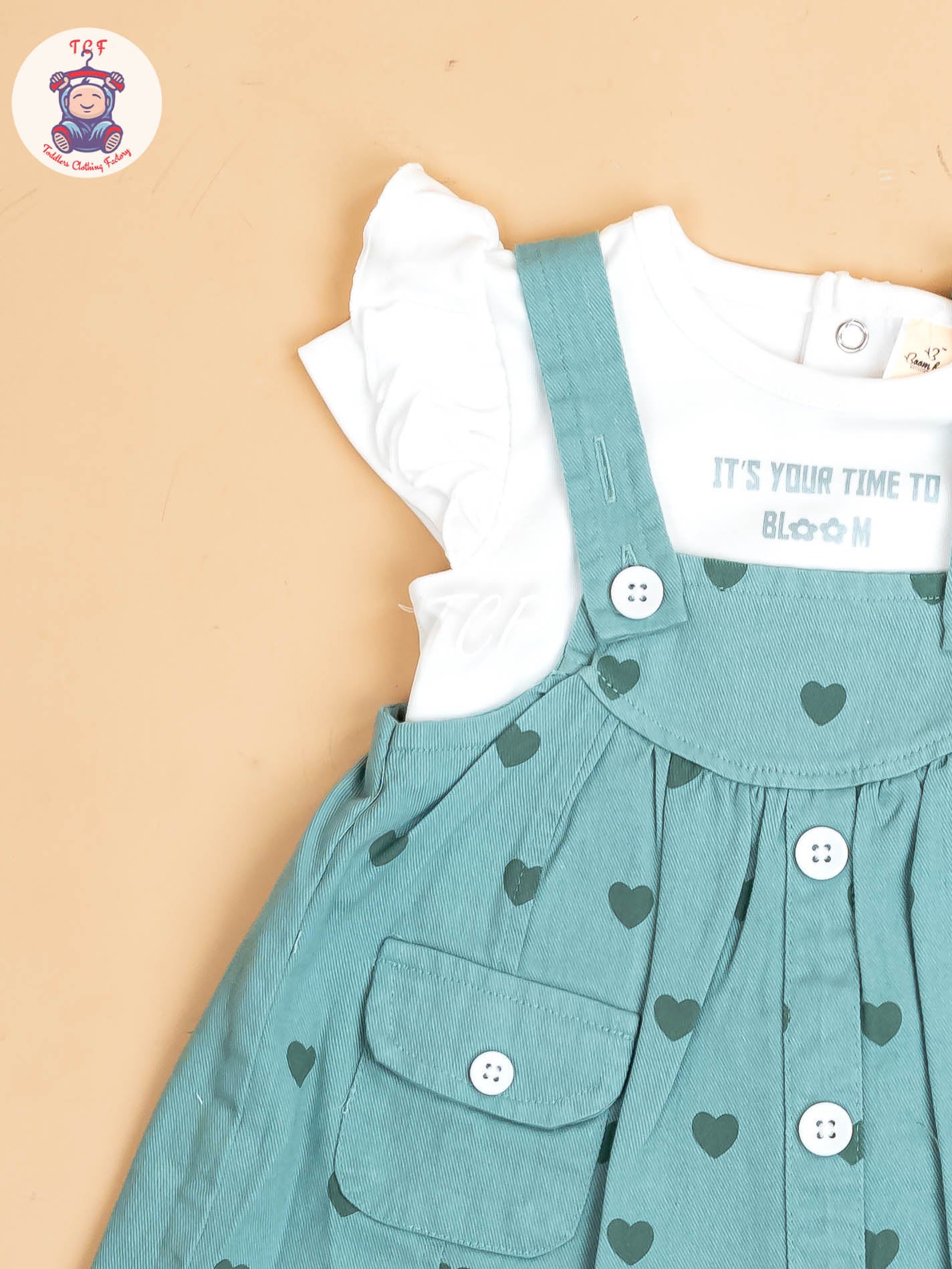 White & Green - Girls Cotton Frock