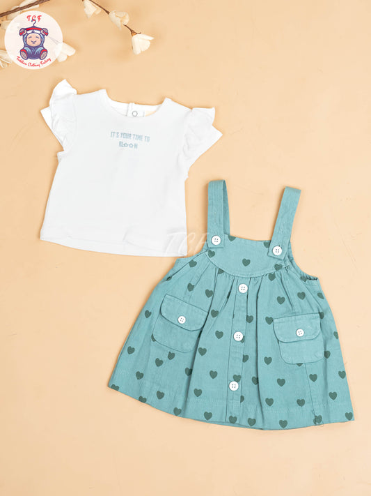 White & Green - Girls Cotton Frock