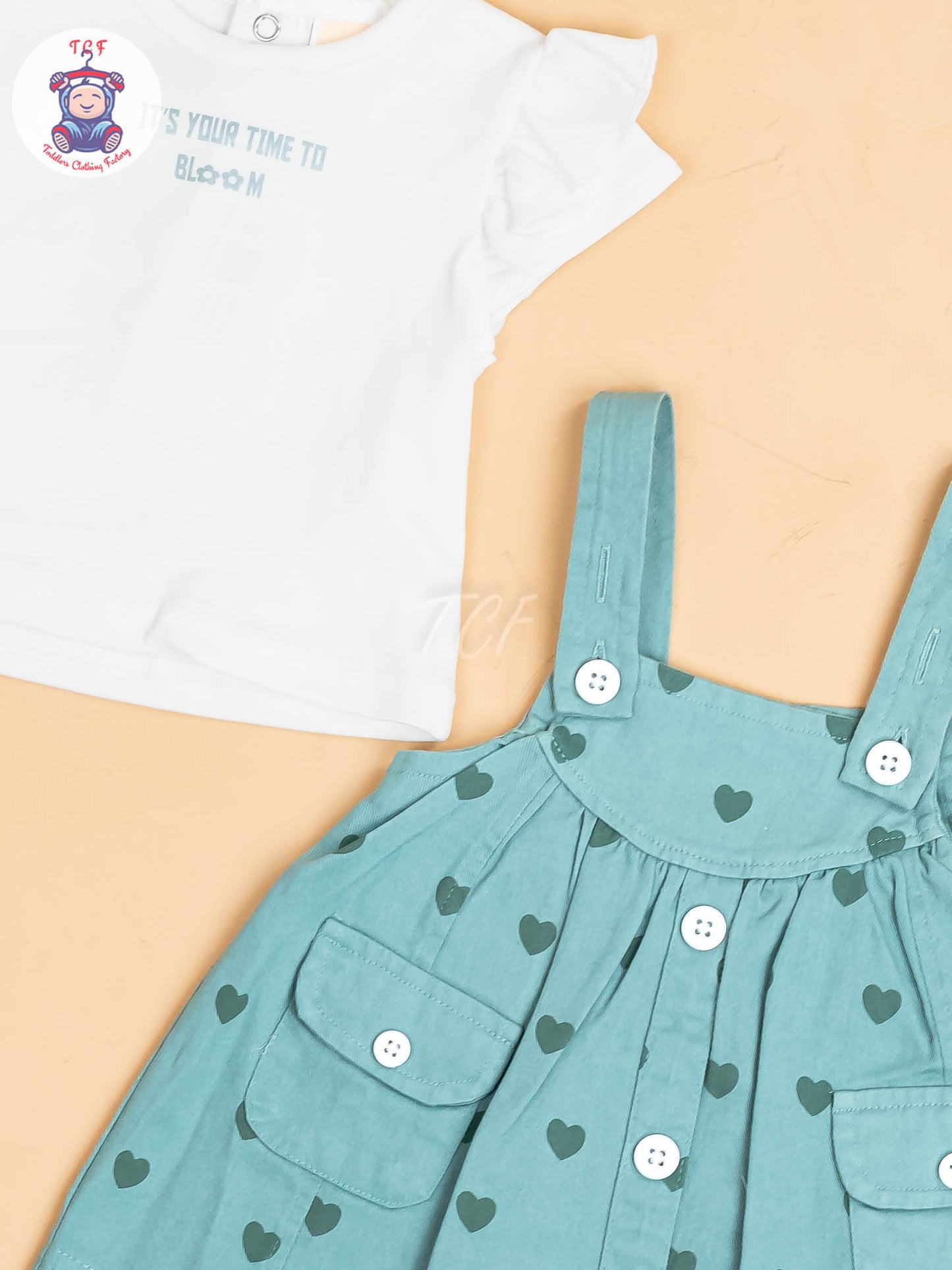 White & Green - Girls Cotton Frock