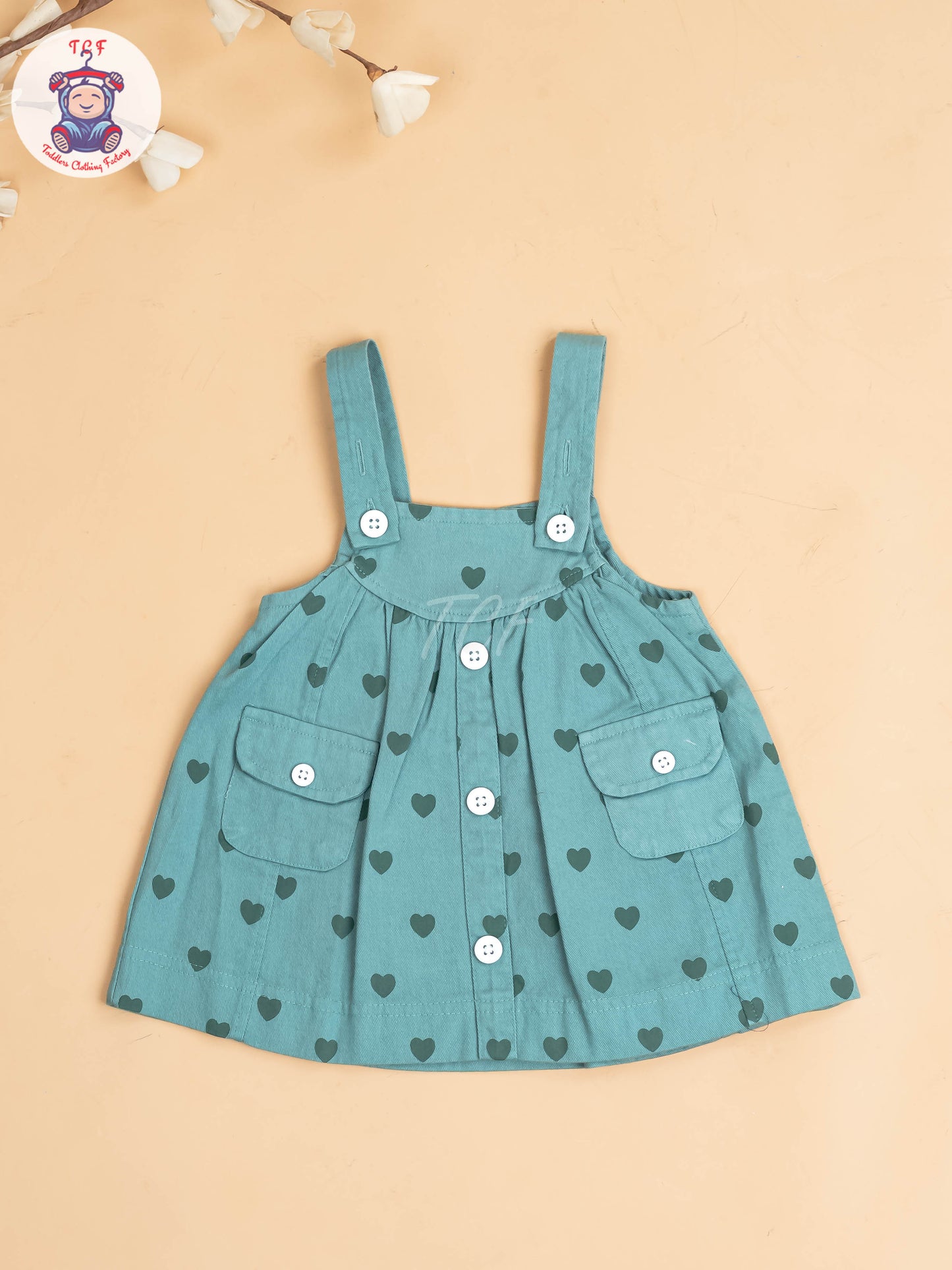 White & Green - Girls Cotton Frock
