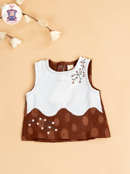 White & Brown - Girls Readymade Co-ords Sets