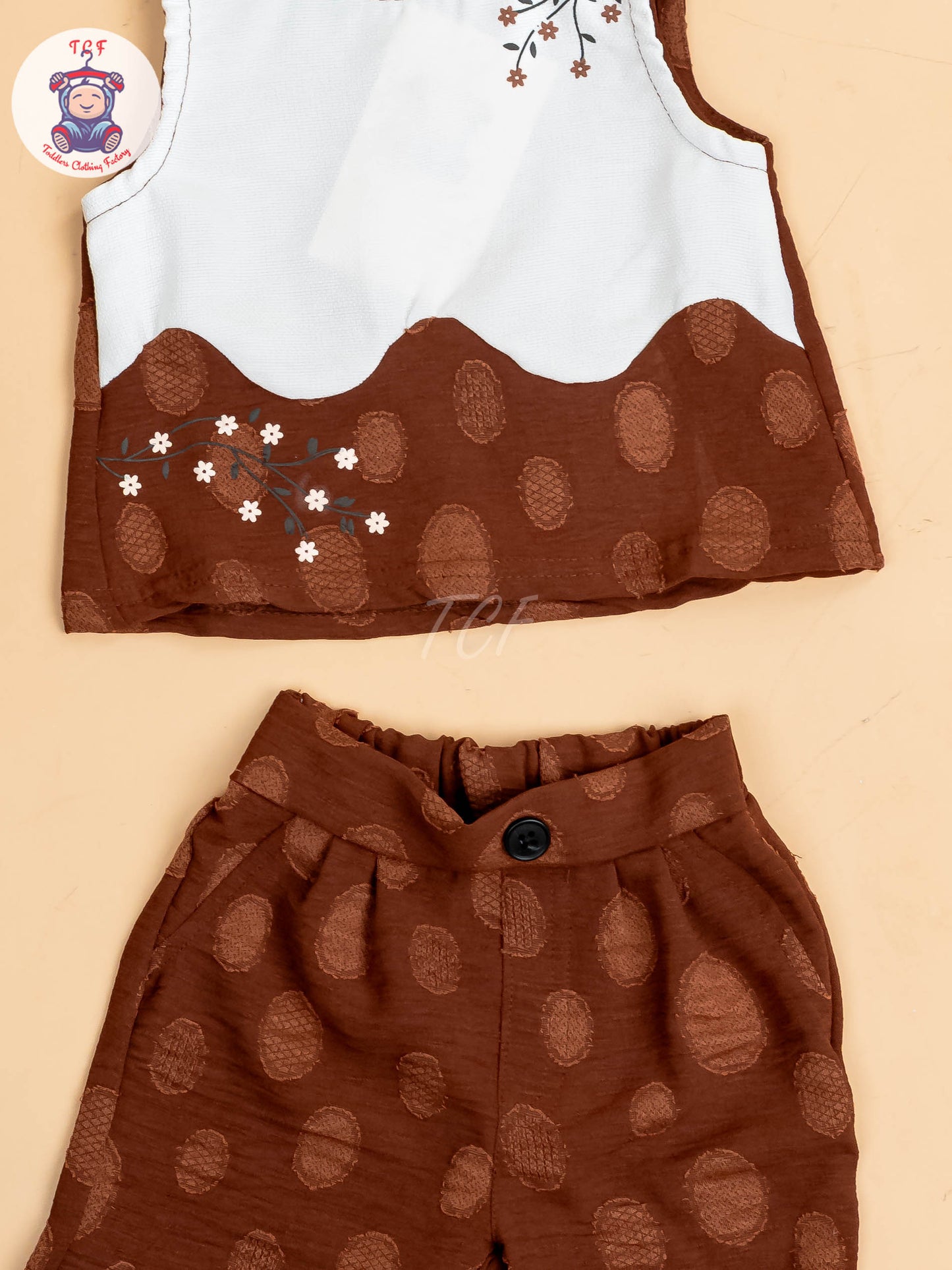 White & Brown - Girls Readymade Co-ords Sets