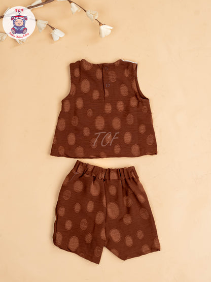 White & Brown - Girls Readymade Co-ords Sets