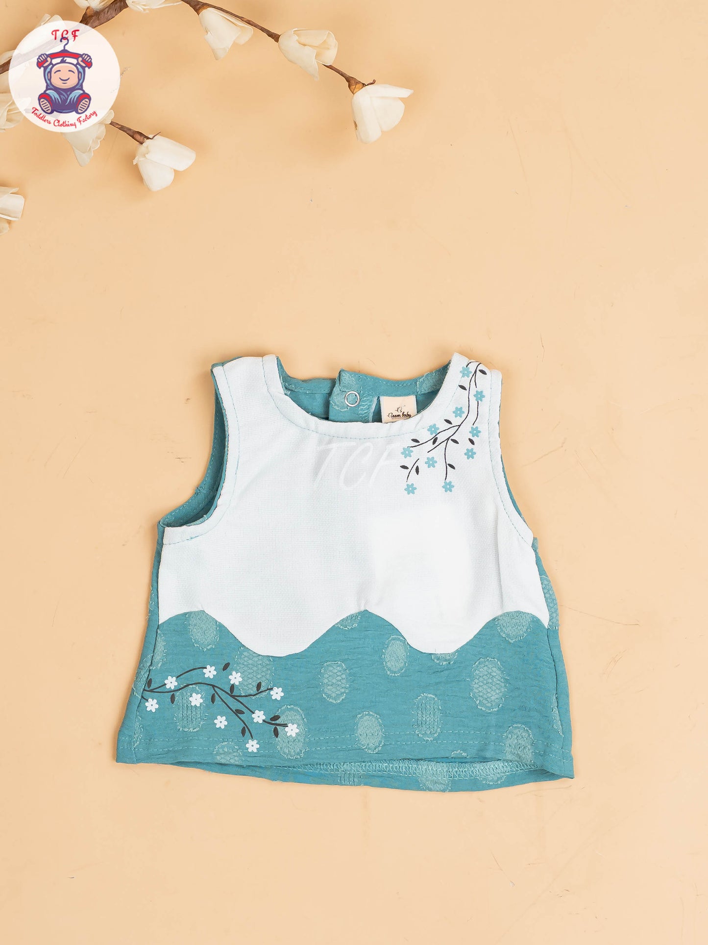 White & Light Green - Girls Readymade Co-ords Sets