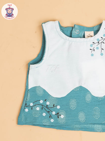 White & Light Green - Girls Readymade Co-ords Sets