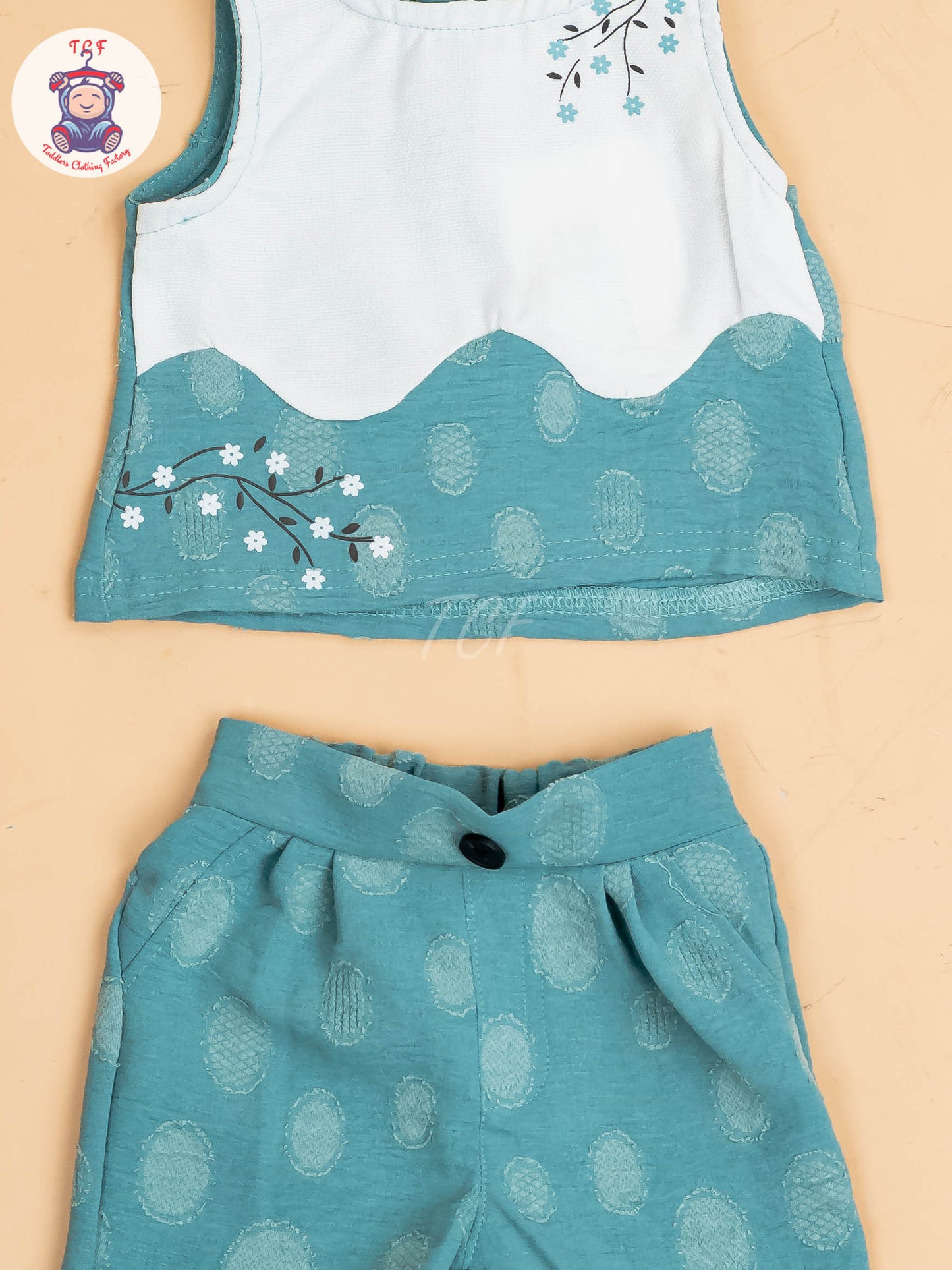 White & Light Green - Girls Readymade Co-ords Sets