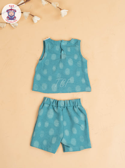 White & Light Green - Girls Readymade Co-ords Sets