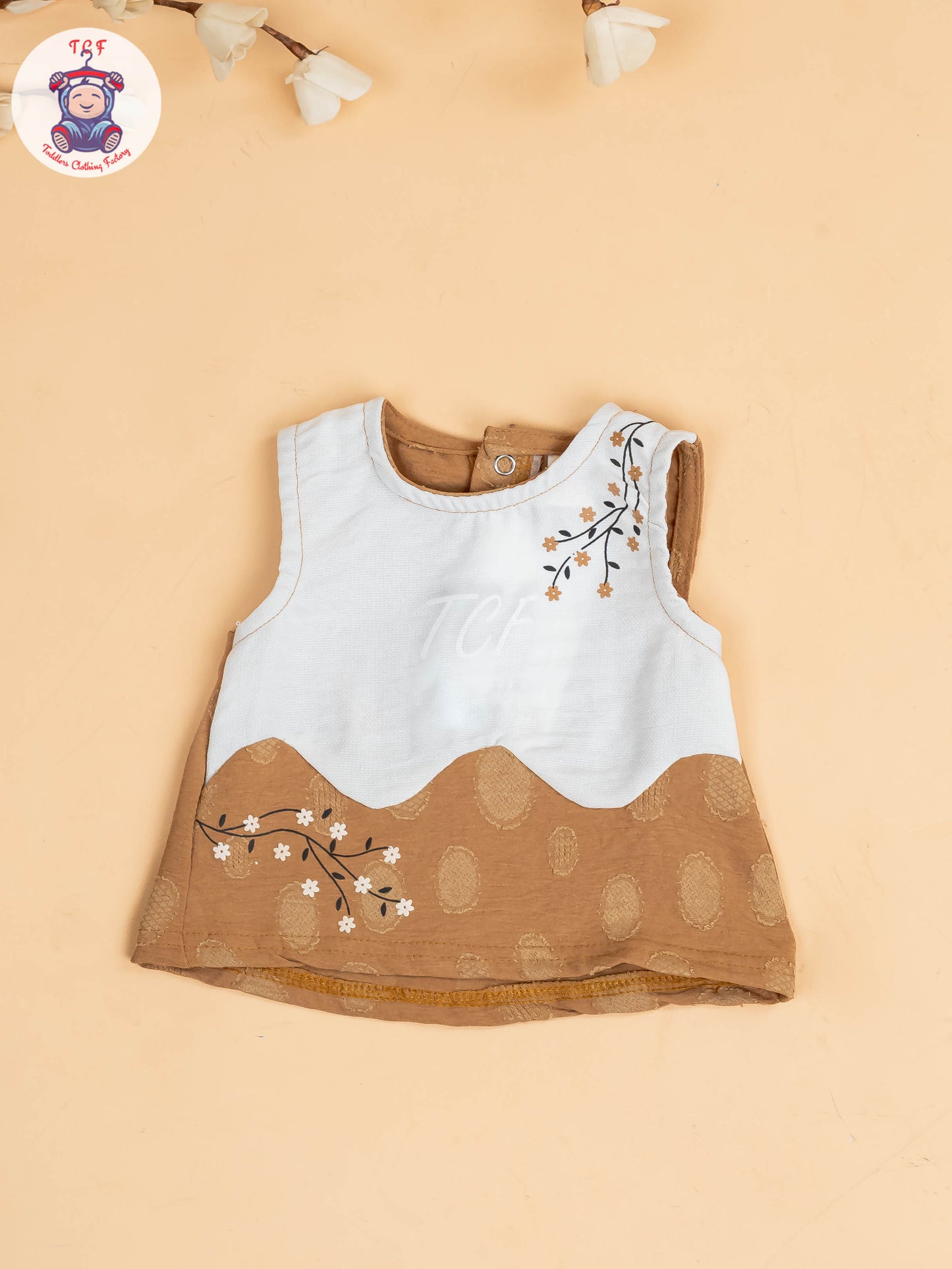 White & Brown - Girls Readymade Co-ords Sets