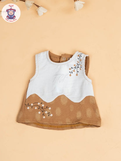 White & Brown - Girls Readymade Co-ords Sets