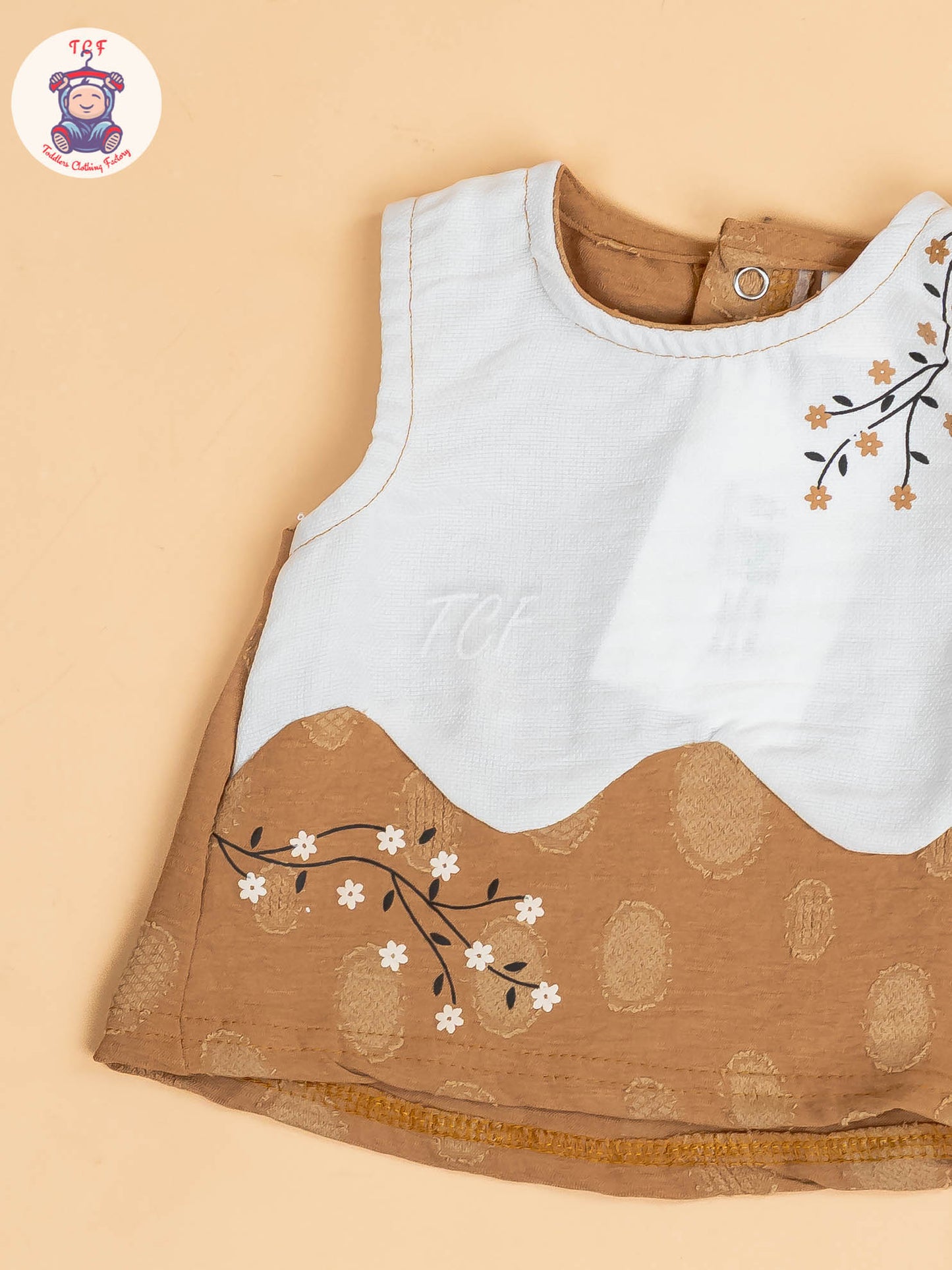 White & Brown - Girls Readymade Co-ords Sets