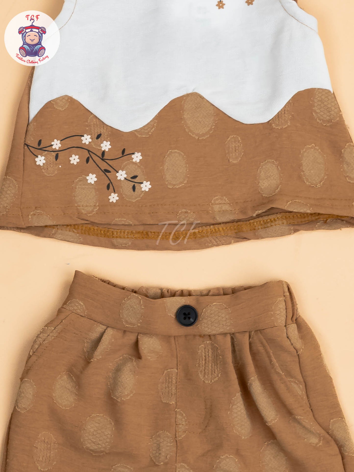 White & Brown - Girls Readymade Co-ords Sets