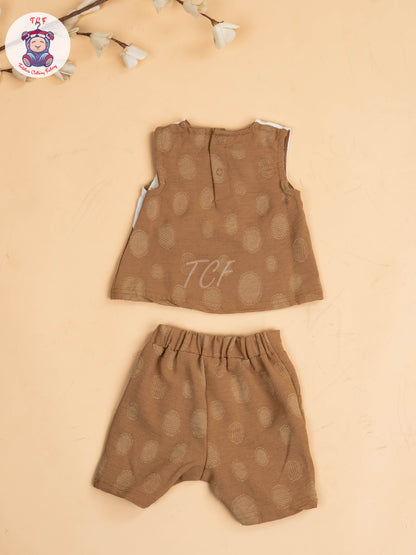 White & Brown - Girls Readymade Co-ords Sets