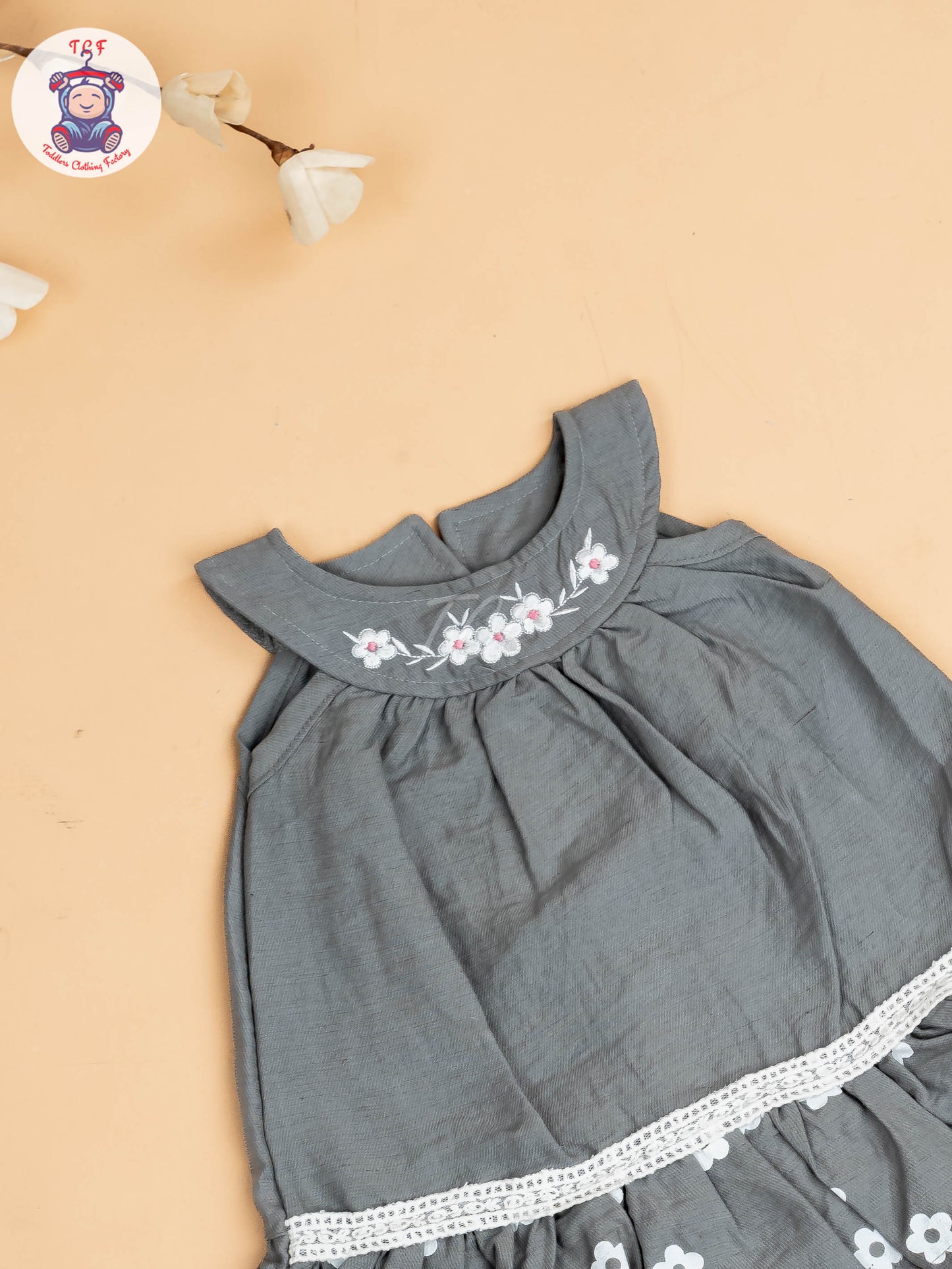 Grey - Girls Cotton Frock
