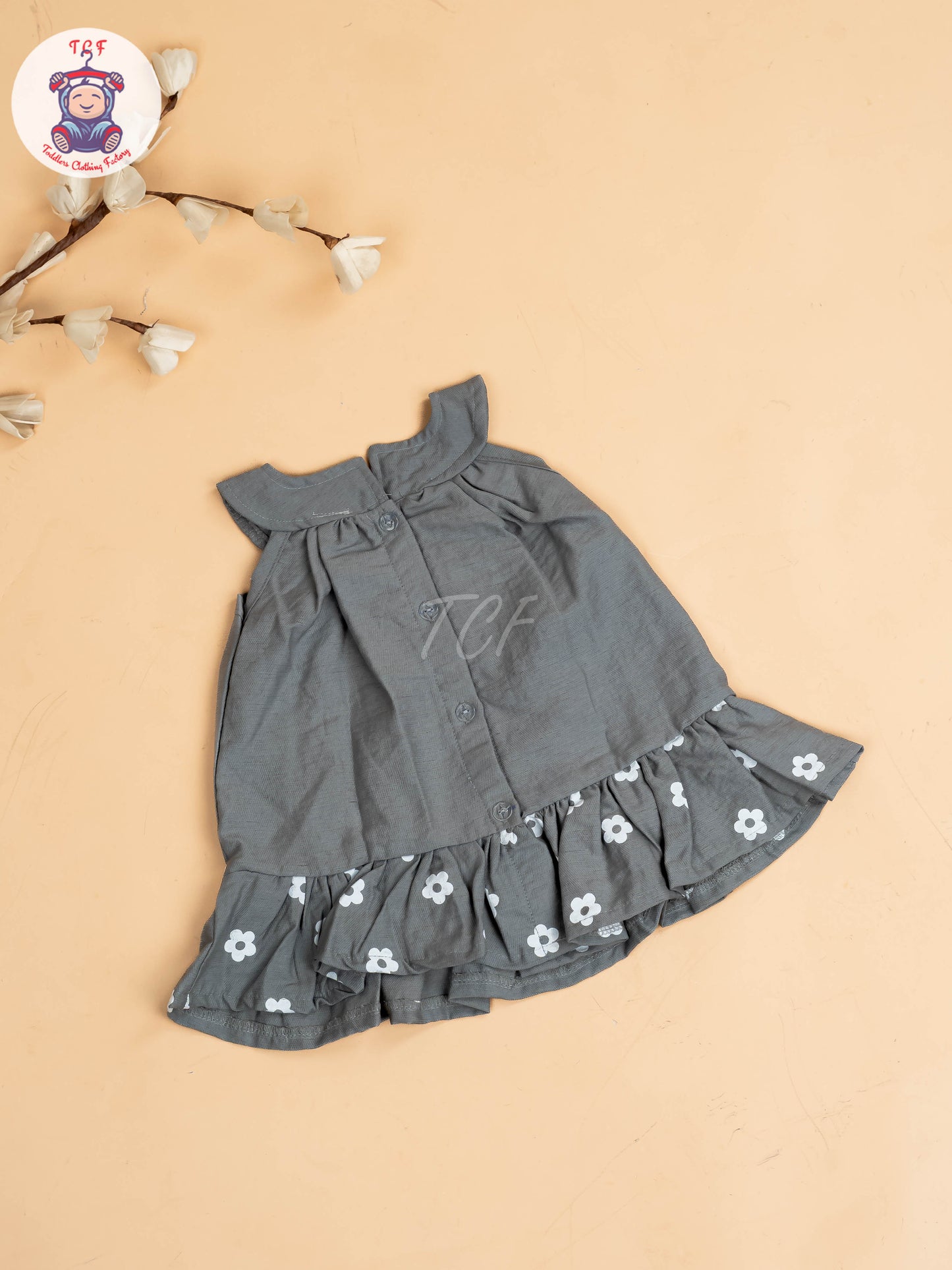Grey - Girls Cotton Frock