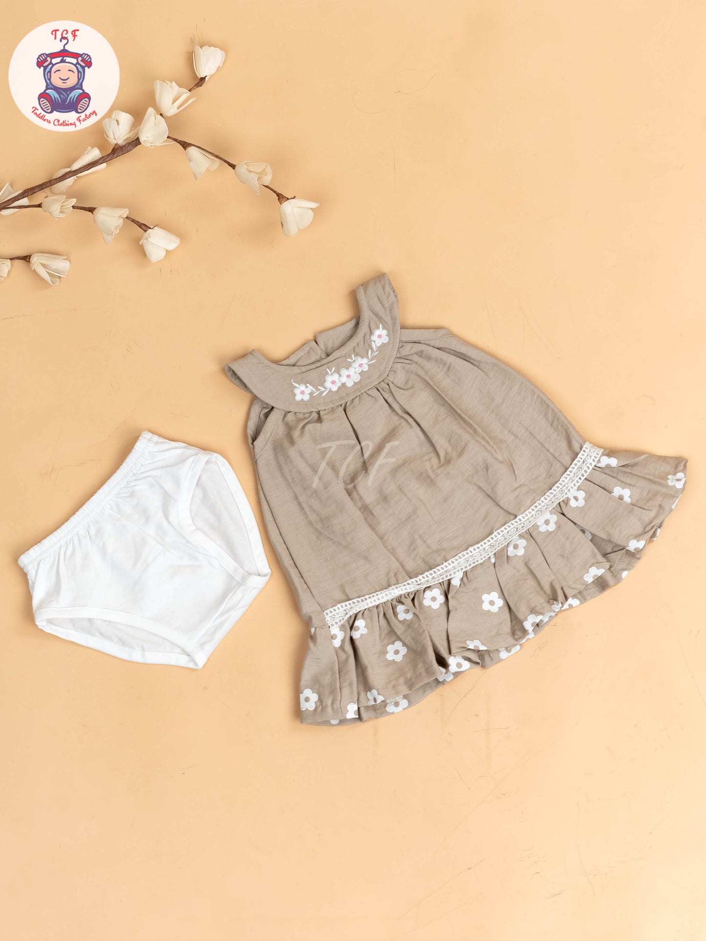 Cream - Girls Cotton Frock