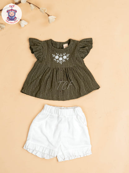 Leaf Green & White - Girls Co-ords Sets