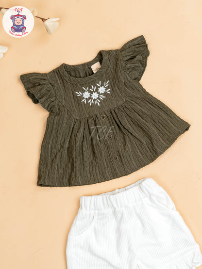 Leaf Green & White - Girls Co-ords Sets