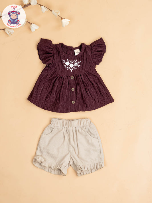 Wine & Cream - Girls Co-ords Sets