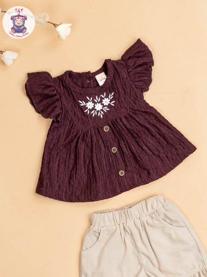 Wine & Cream - Girls Co-ords Sets