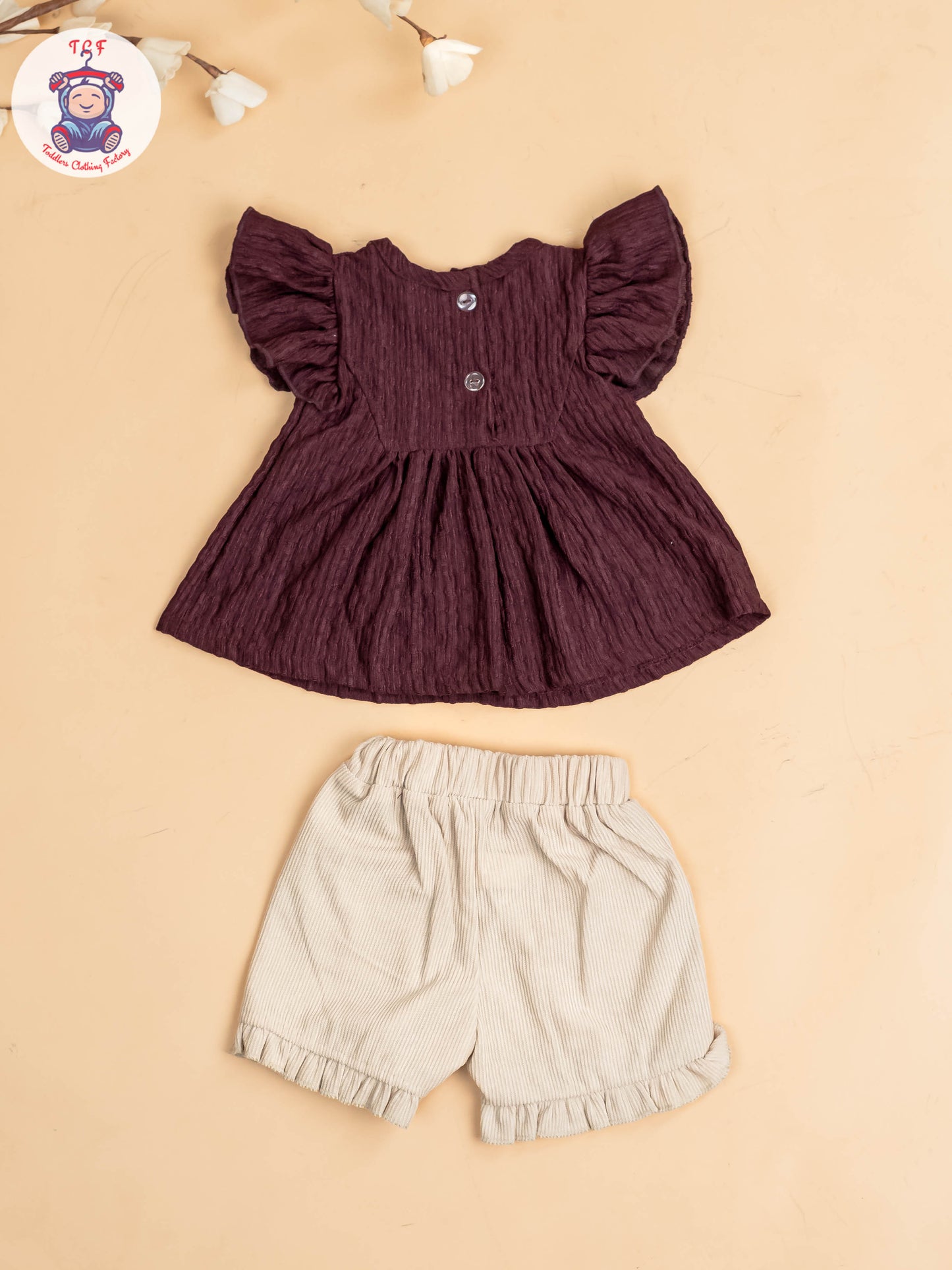 Wine & Cream - Girls Co-ords Sets