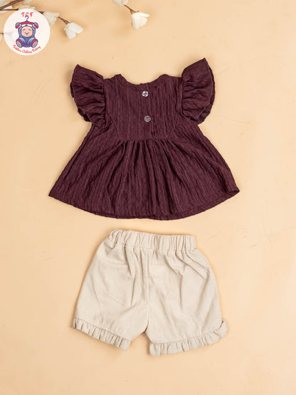 Wine & Cream - Girls Co-ords Sets