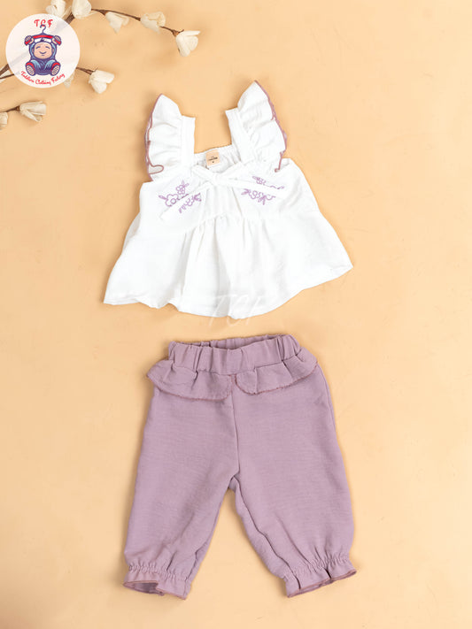White & Onion Pink - Girls Co-ords Sets