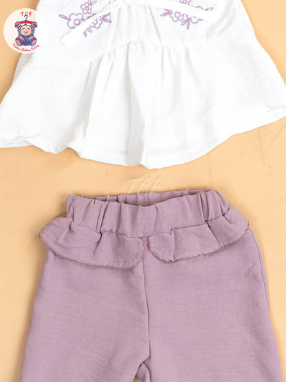 White & Onion Pink - Girls Co-ords Sets